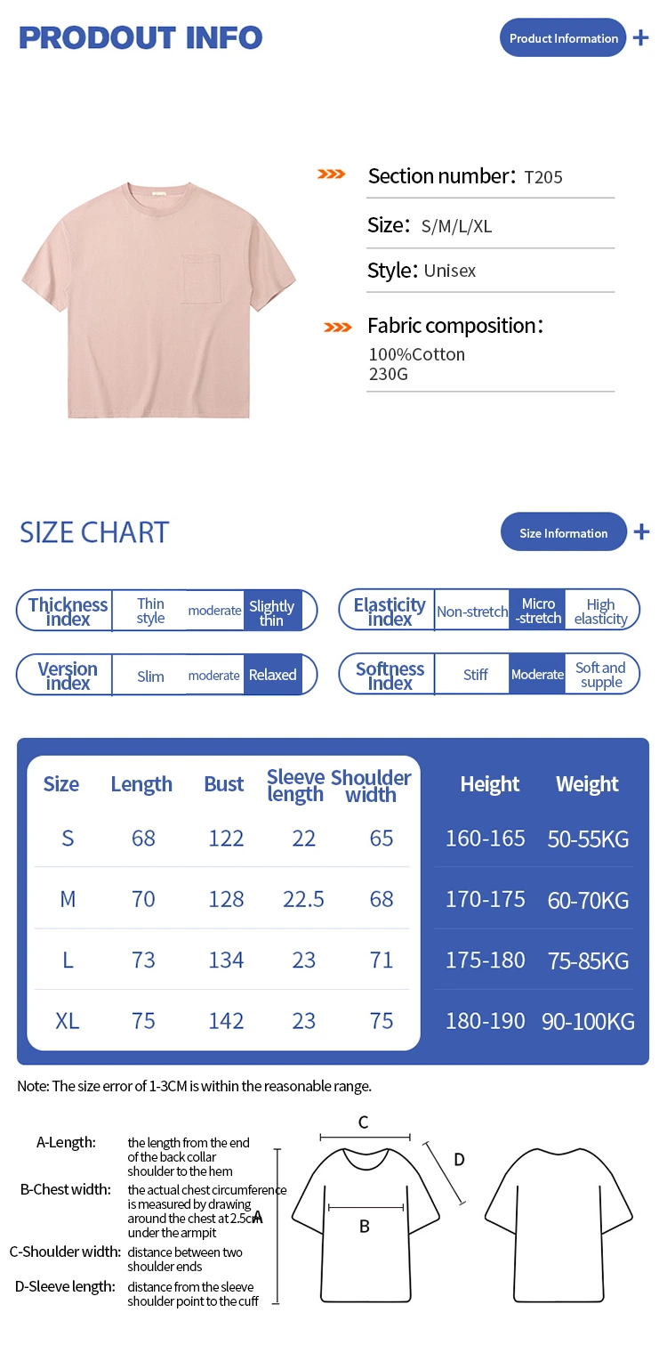 Oversized Shirt 100% Cotton 230grams Blank Shirts Design Own Logo Men Heavyweight Cotton T Shirt