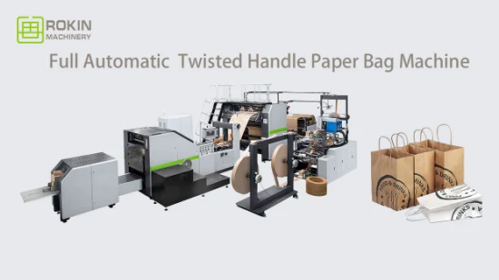 Machine de fabrication de sacs en papier entièrement automatique de sacs d'emballage de vêtements de comptage automatique de marque Rokin