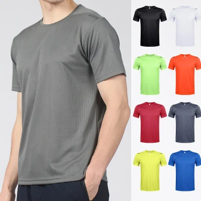 Logo personnalisé multicolore 100 % polyester chemises de base de gym pour hommes
